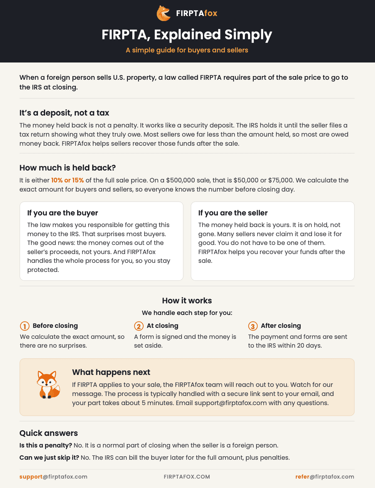 FIRPTA, Explained Simply - one-page customer explainer